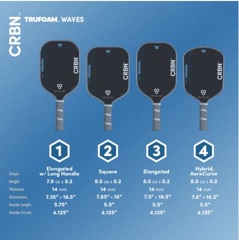 CRBN Trufoam Wave 3 Elongated 14mm Pickleball Paddle