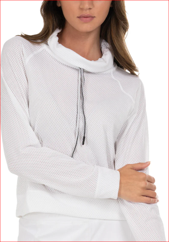 Lucky in Love High Neck Pullover Long Sleeve - White