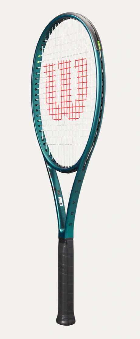 Tennis racket with Wilson logo on a white background