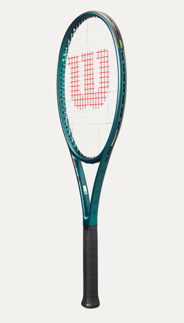 Tennis racket with Wilson logo on a white background