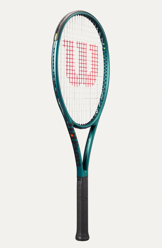 Tennis racket with Wilson logo on a white background