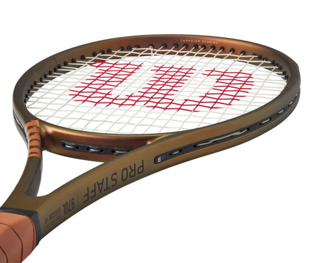 Tennis racket with Wilson logo on a white background