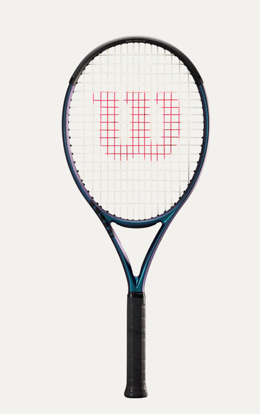 Tennis racket with a visible brand logo on a white background