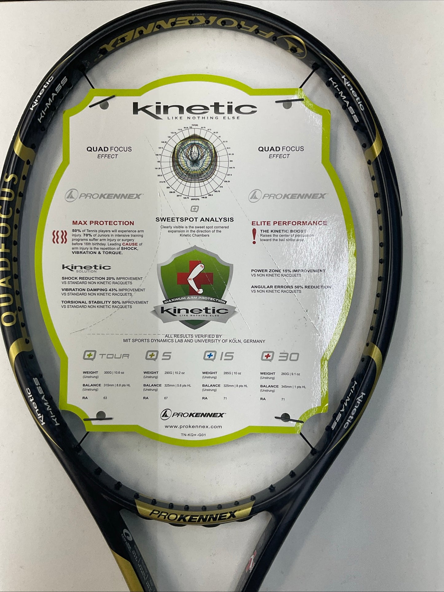 Pro Kennex Ki Q+ 5 Pro Grip Size 4 1/4 Tennis Racket