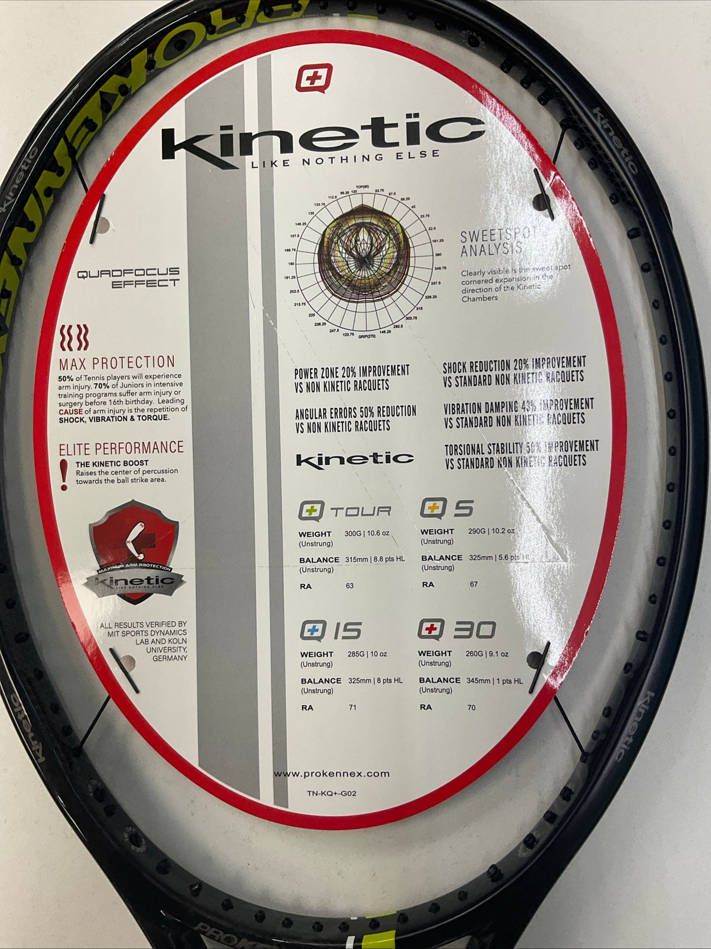 Pro Kennex Ki Q+ Tour Pro 325 18x20 Grip Size 4 1/4