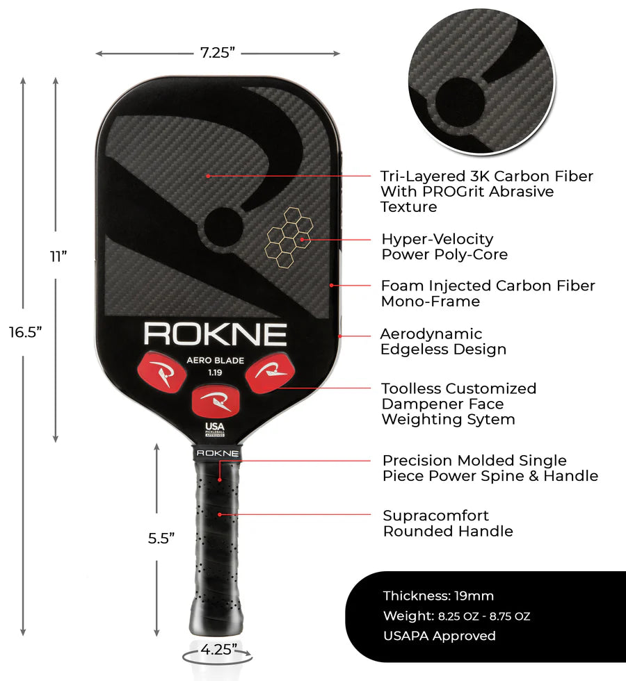 Rokne Aero Blade 1.19 Pickleball Paddle