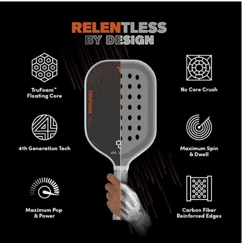 CRBN TruFoam Barrage 4 Hybrid (Aero Curve) 14mm Pickleball Paddle