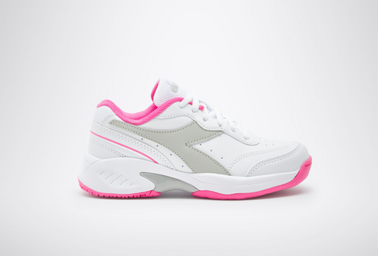 Diadora S. Challenge 4 SC Jr White/Silver Junior Court Shoes- Unisex