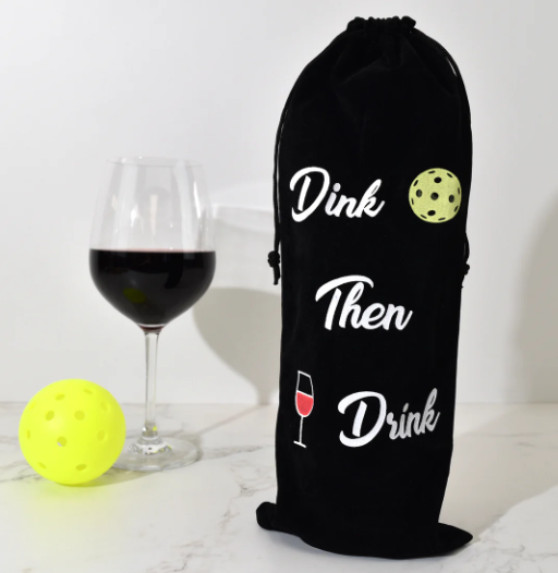 Reusable Pickleball-Themed Wine Bag – "Dink Then Drink"