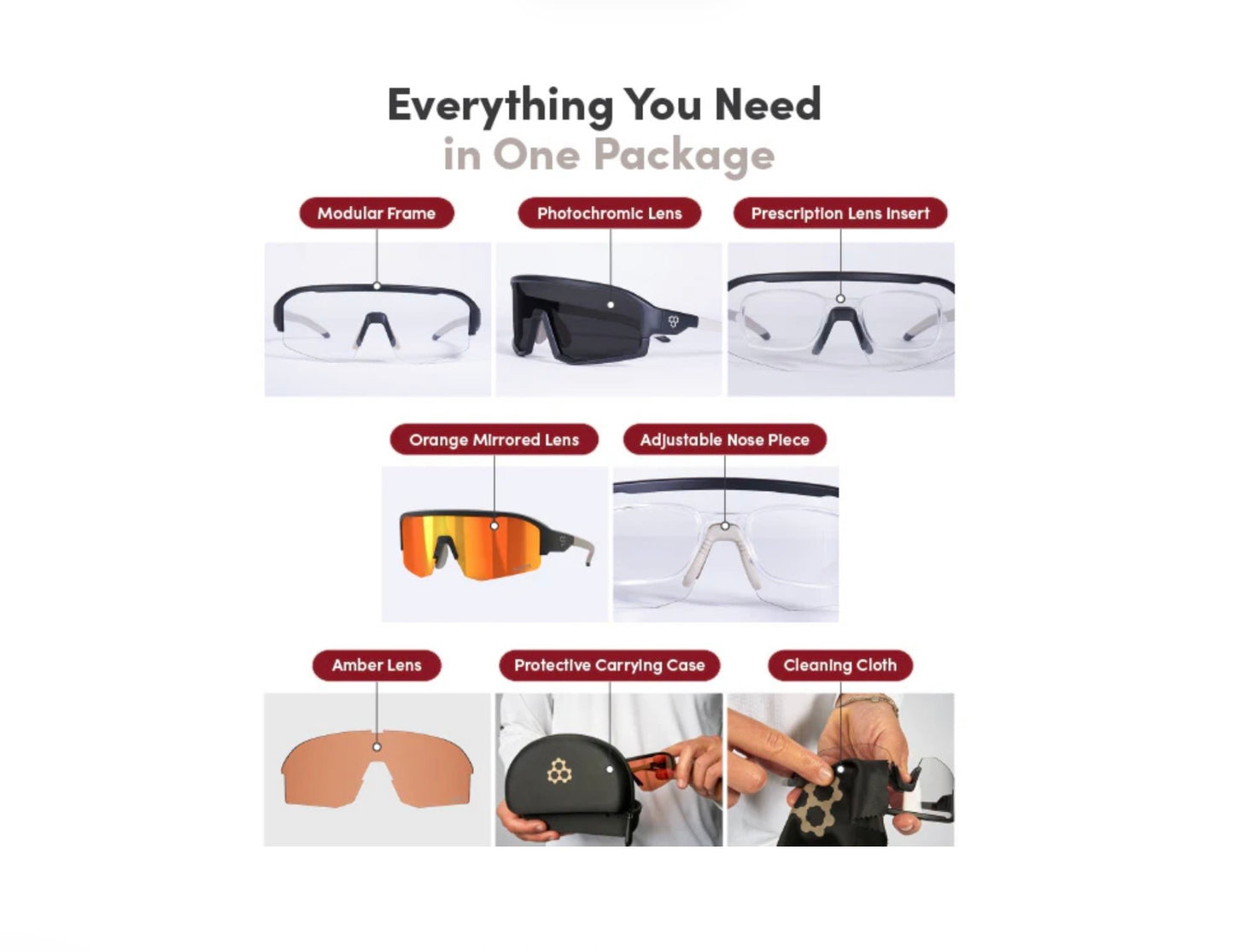 CRBN Pivot 3 Lens System Pickleball Glasses