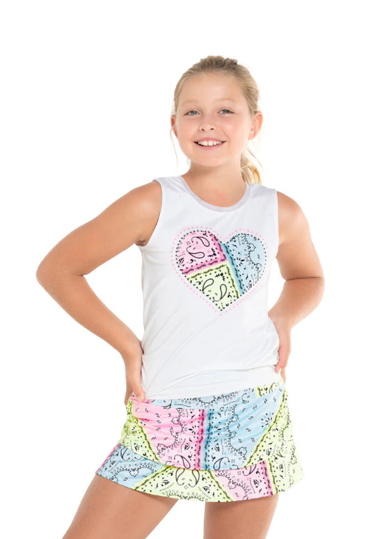 Lucky in Love Bandanna Love Tie Back Tank- Girls