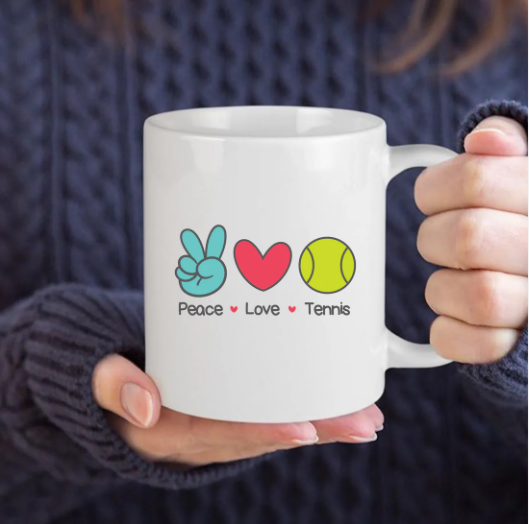 Peace Love Tennis Coffee Mug