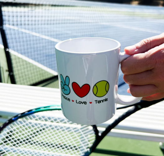 Peace Love Tennis Coffee Mug