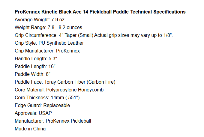 ProKennex Black Ace 14 Red Pickleball Paddle