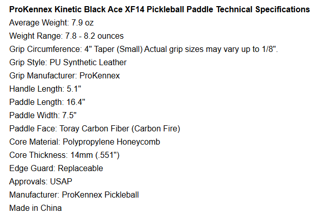 ProKennex Black Ace XF Pickleball Paddle