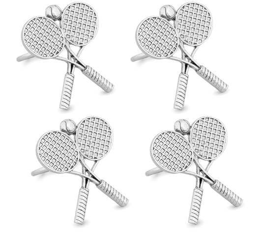 Tennis Racquet Napkin Rings Set of 4