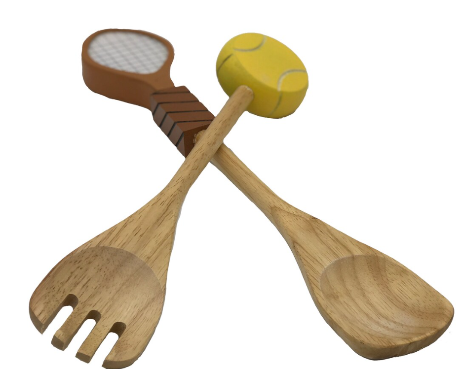 Wooden Tennis-Themed Salad Tossers (Set of 2)