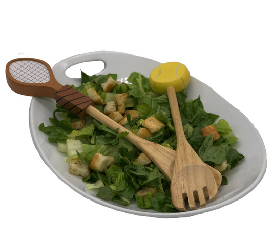 Wooden Tennis-Themed Salad Tossers (Set of 2)