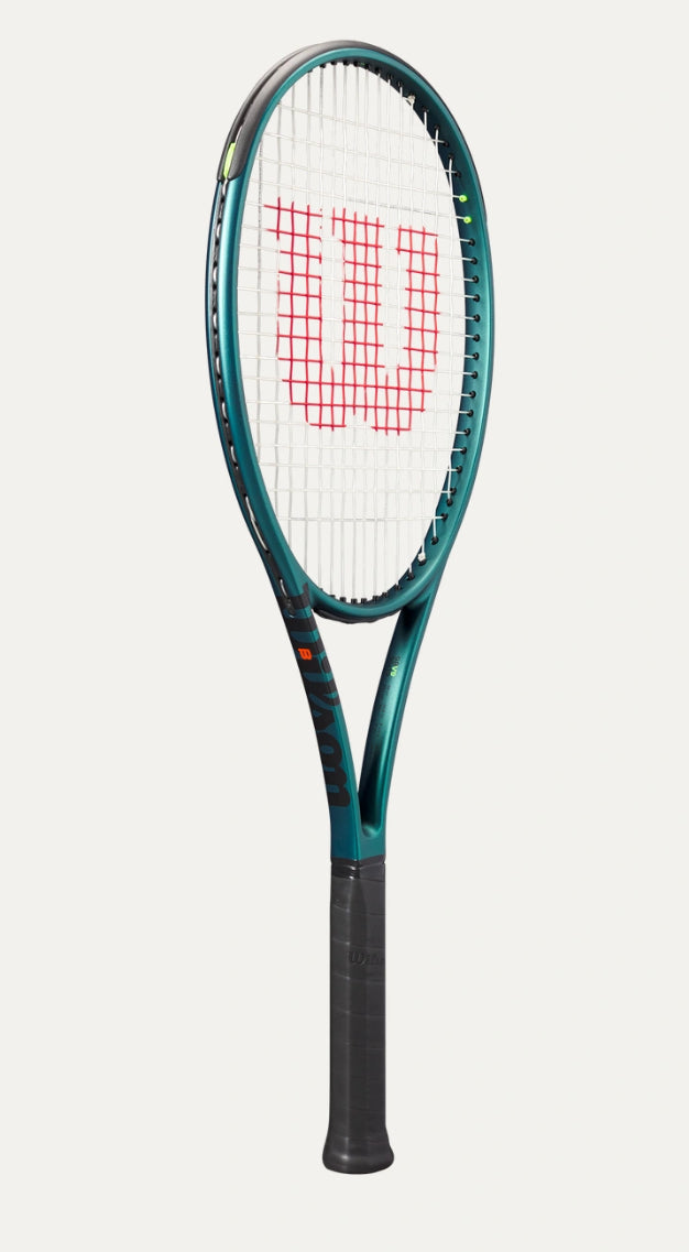 Tennis racket with Wilson logo on a white background