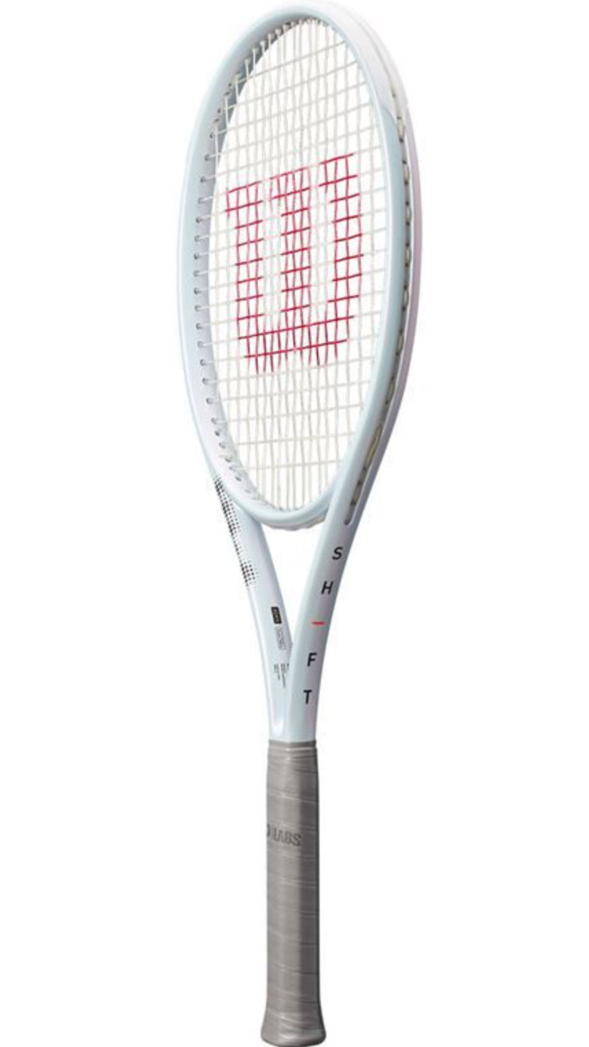 Tennis racket with Wilson logo on a white background
