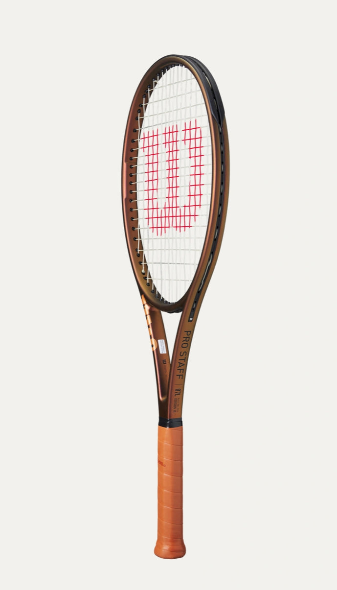 Tennis racket with Wilson logo on a white background