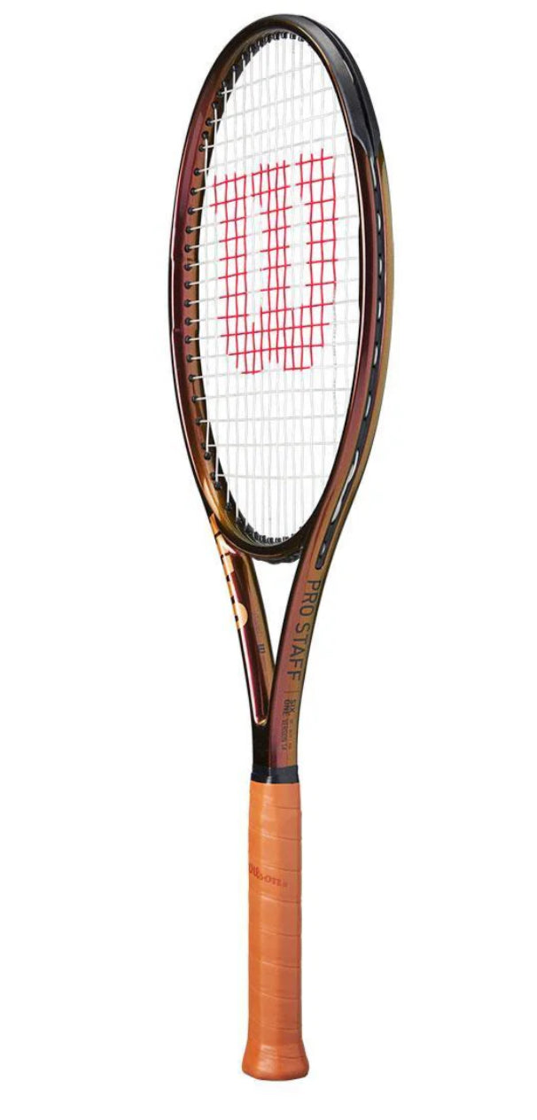 Tennis racket with a white background
