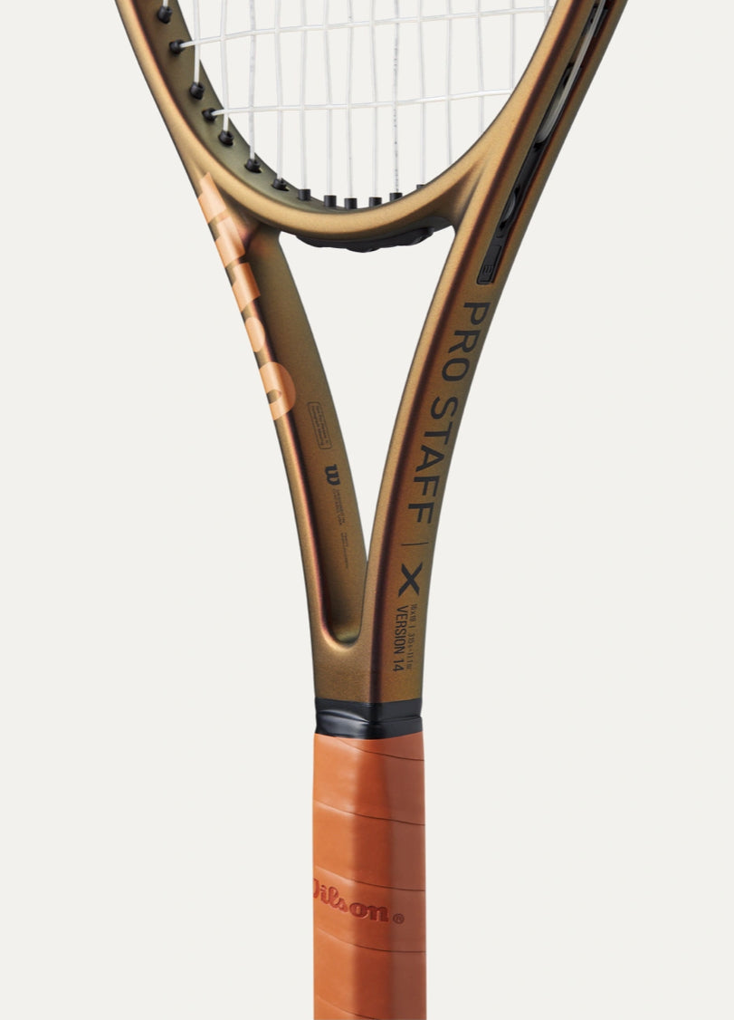 Close-up of a Wilson Pro Staff tennis racket on a white background