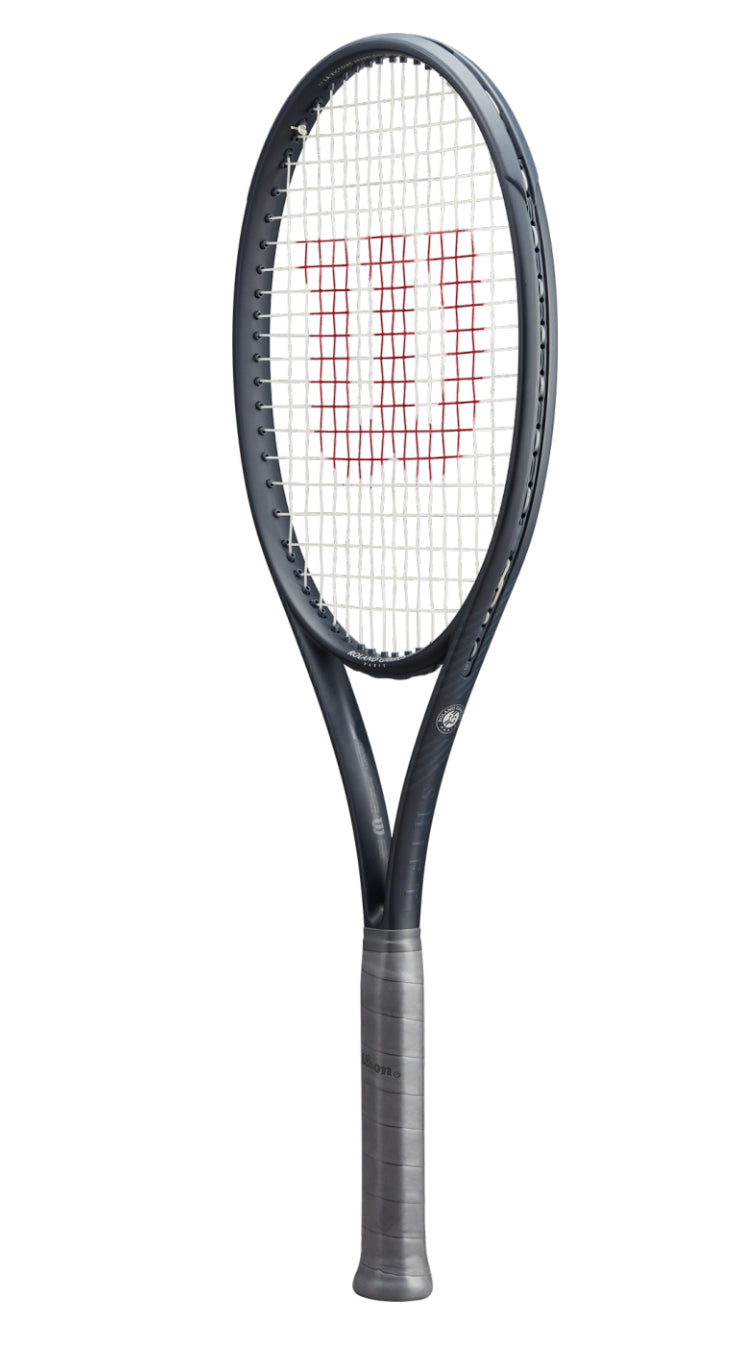 Tennis racket with a visible brand logo on a white background