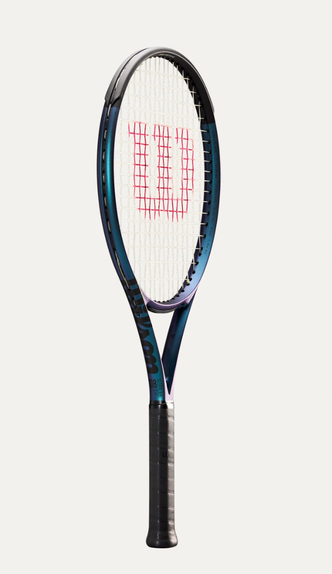 Tennis racket with Wilson logo on a white background